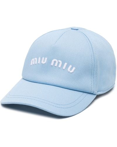 Miu Miu Logo-embroidered Cotton Baseball Cap - Blue