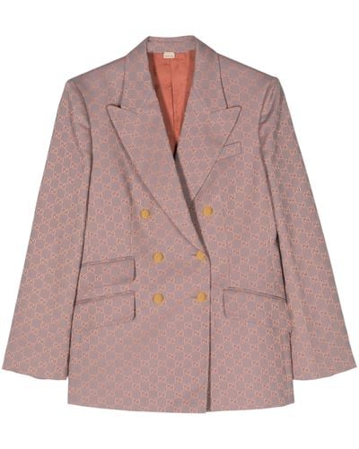 Gucci Pink gg Cotton Canvas Double-breasted Blazer - Women's - Viscose/cotton/polyester