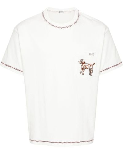 Bode Griffon Pocket Cotton T-shirt - White