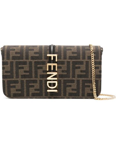 Fendi Graphy Jacquard Chain Wallet - Gray