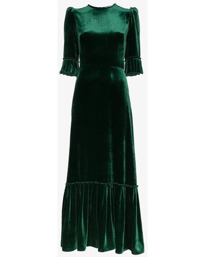 The Vampire's Wife Festival Pleated Silk Blend Velvet Dress - Green