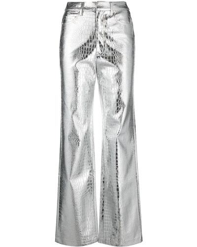 ROTATE BIRGER CHRISTENSEN Crocodile-effect Metallic Trousers - Grey