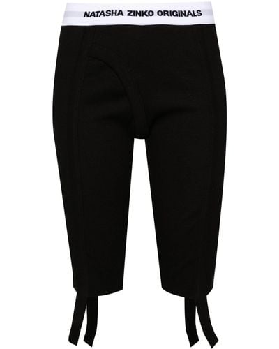 Natasha Zinko Logo-waistband Bike Shorts - Unisex - Cotton/spandex/elastane - Black
