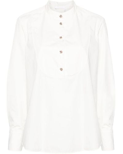 Chloé Knotted-buttons Poplin Shirt - Women's - Cotton - White