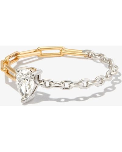 Yvonne Léon 18k Yellow And White Solitaire Chain Diamond Ring - Metallic