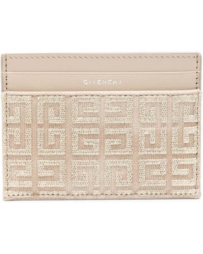 Givenchy Neutral 4g-embroidered Leather Card Holder - Women's - Cotton/calf Leather - Natural