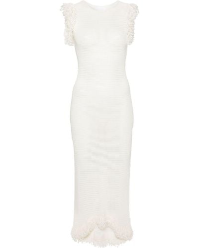 Paris Georgia Basics Fringed Open-knit Maxi Dress - White
