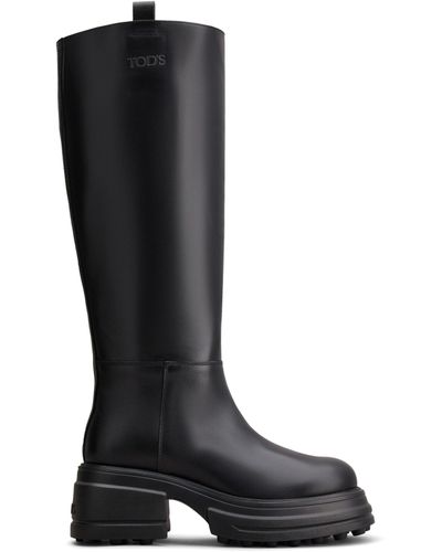 Tod's Round-toe Leather Boots - Black