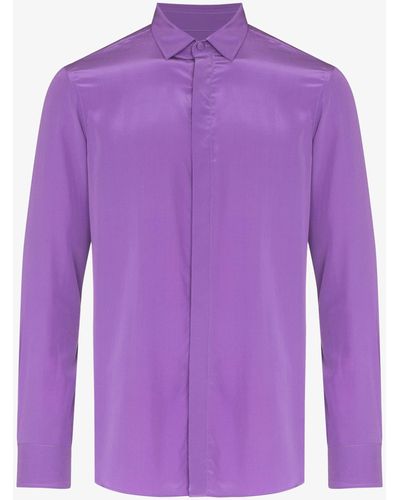 Valentino Long Sleeve Silk Shirt - Purple