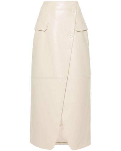 Frankie Shop Neutral Nan Wrap Faux-leather Skirt - Women's - Polyurethane/polyester - Natural