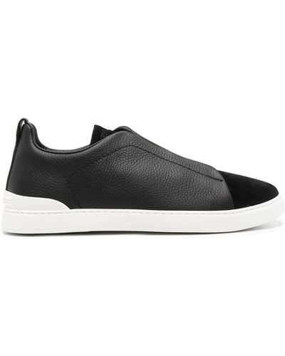 Zegna Triple Stitchtm Leather Trainers - Black