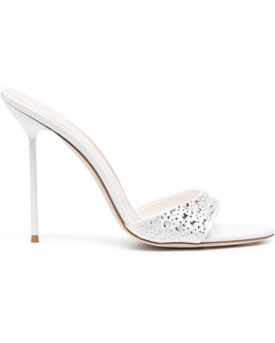 Paris Texas Holly Love Lidia 105mm Crystal-embellished Mules - White