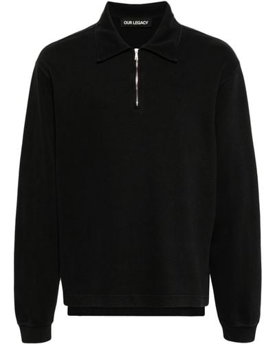 Our Legacy Half-zip Cotton Sweatshirt - Black