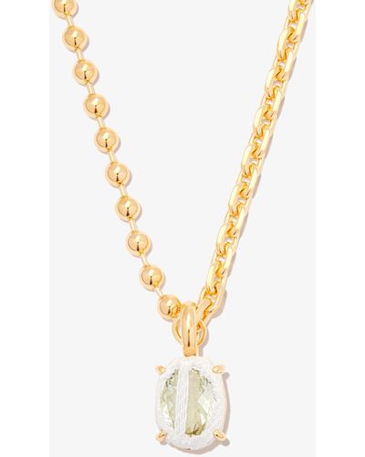 SWEETLIMEJUICE Tone Heavy Crystal Mixed Chain Necklace - Metallic