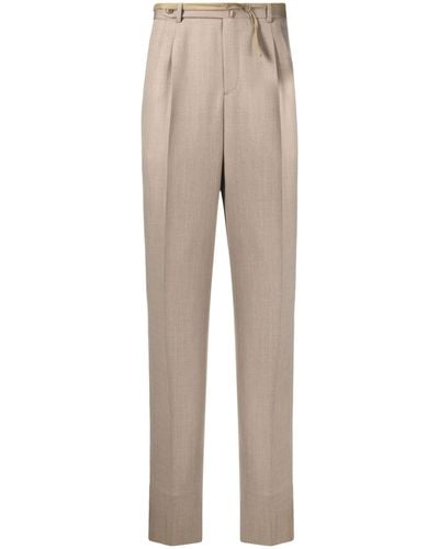 Brioni Wool Tailored Trousers - Natural