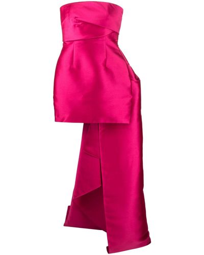 Solace London Meyer Strapless Asymmetric Faille Mini Dress - Pink