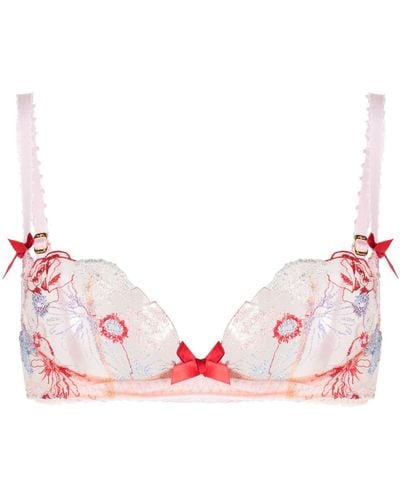 Agent Provocateur Embroidered-design Lace-panel Bra - Pink