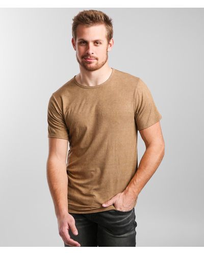 Rustic Dime Ribbed Long Body T-shirt - Brown