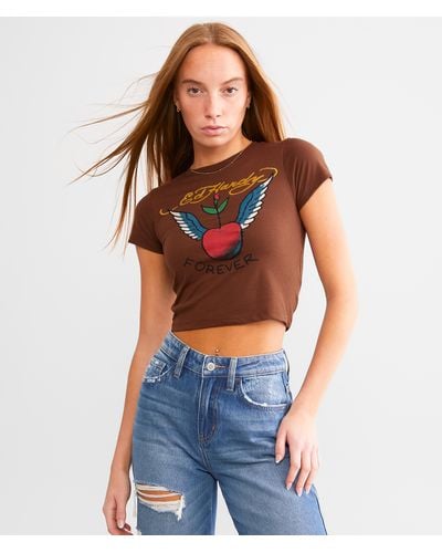 Ed Hardy Cherry Wings Baby Cropped T-shirt - Blue