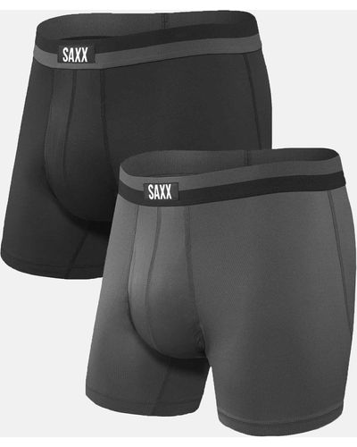 Saxx Underwear Co. Sport Mesh 2 Pack Stretch Boxer Briefs - Black