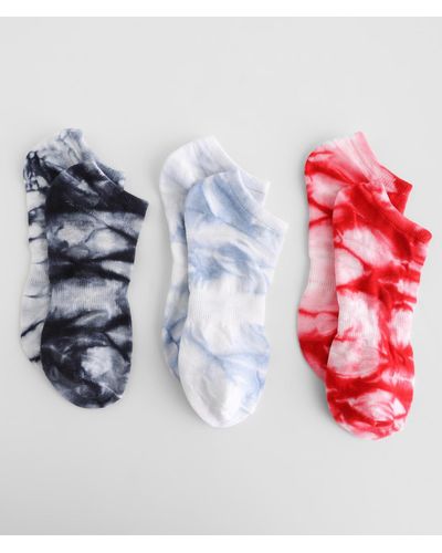 Muk Luks 3 Pack Tie Dye Socks - Red