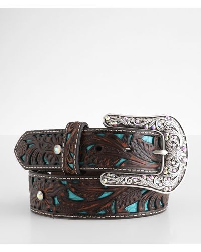 Ariat Embossed Turquoise Leather Belt - Brown