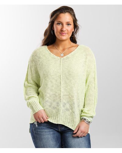 Daytrip Slouchy Open Weave Sweater - Green