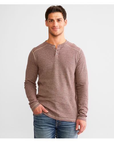 BKE Plated Jersey Henley - Brown