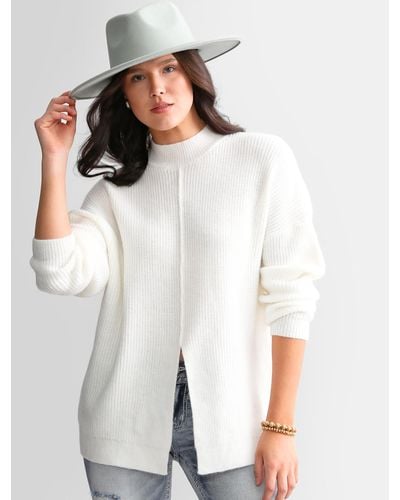 BKE Front Slit Sweater - White