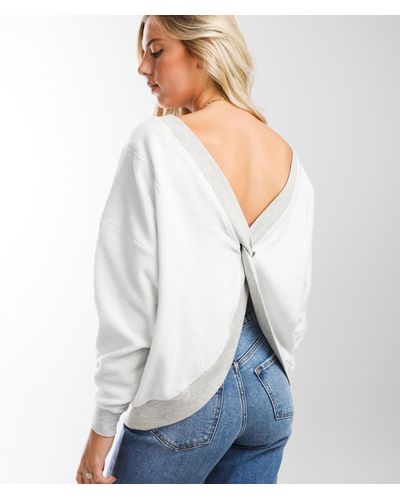 BKE Twisted Open Back Pullover - White