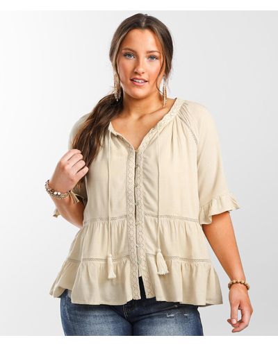 Miss Me Tiered Babydoll Top - Natural