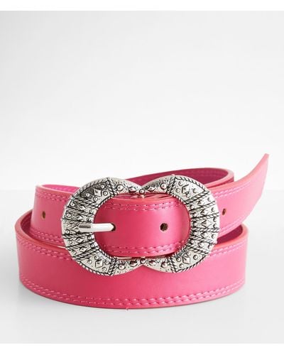 BKE Trend Faux Leather Belt - Pink
