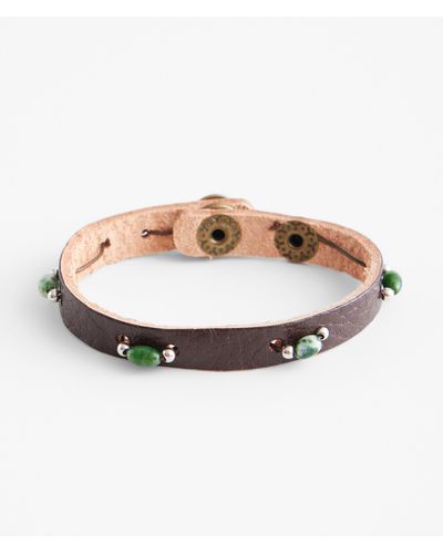 BKE Beaded Leather Bracelet - Brown
