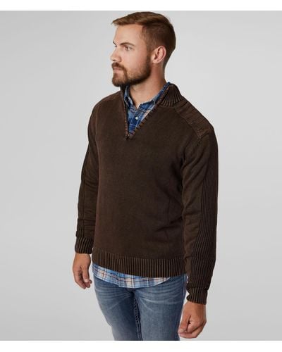 BKE Bowers Quarter Zip Sweater - Brown