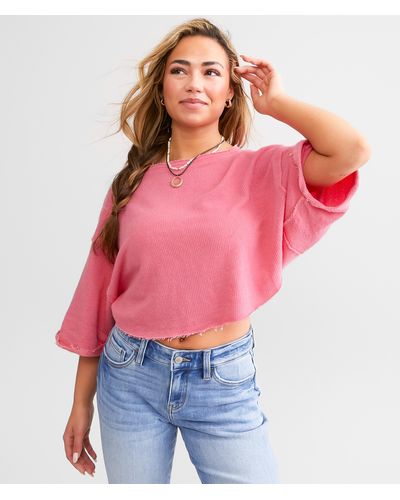Free People Off My Mind Cropped T-shirt - Red