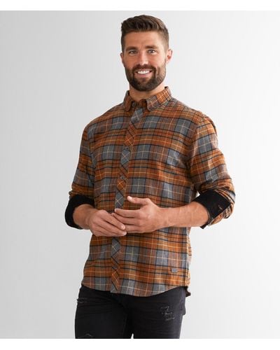 Outpost Makers Brushed Plaid Shirt - Brown
