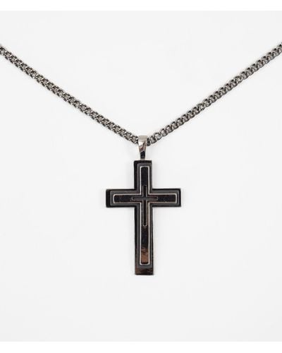BKE Hematite Cross 27" Necklace - Metallic
