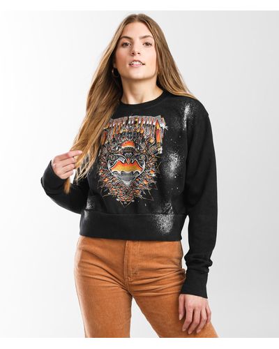 Affliction Chromium Heart Cropped Pullover - Black