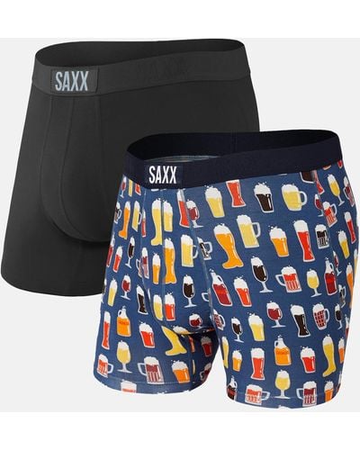 Saxx Underwear Co. Vibe 2 Pack Stretch Boxer Briefs - Blue