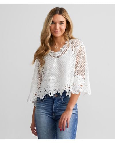 Miss Me Crochet Lace Cropped Top - White
