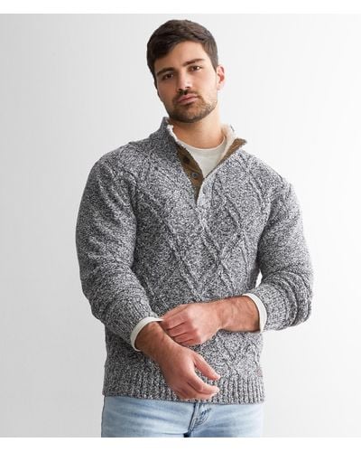 Outpost Makers Cable Knit Henley Sweater - Gray