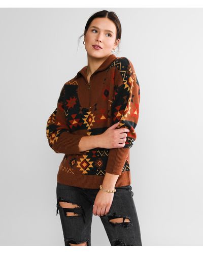 BKE Western Pullover Sweater - Brown