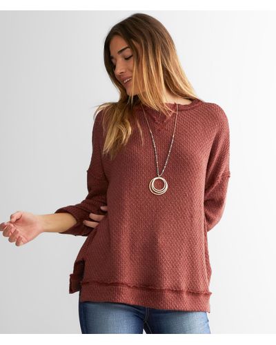 BKE Waffle Knit Top - Red