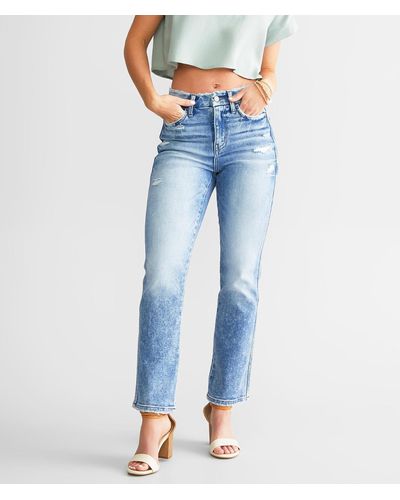Flying Monkey High Rise Cropped Straight Stretch Jean - Blue