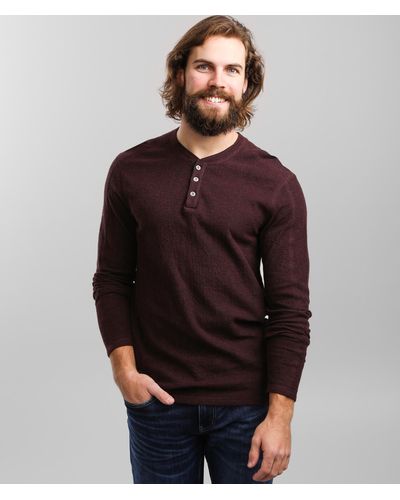 BKE Micro Ribbed Knit Henley - Red