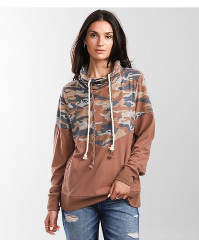 BKE Pieced Camo Pullover - Brown