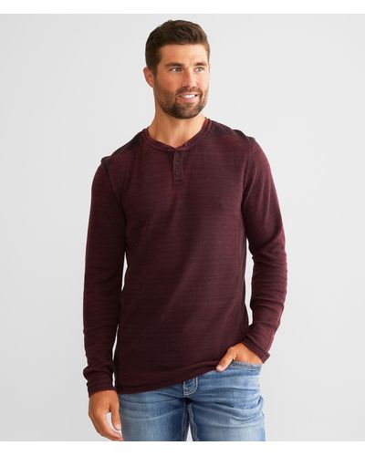Buckle Black Burnout Thermal Henley - Red