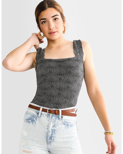 Free People Love Letter Cropped Cami Tank Top - Gray