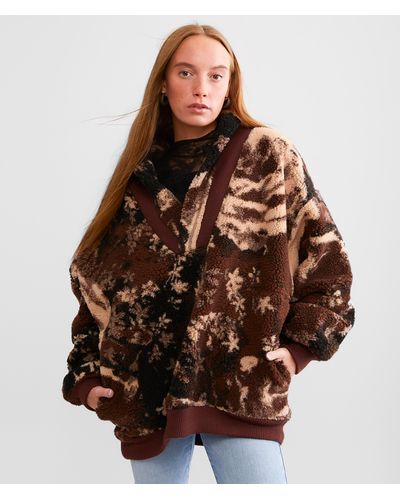 Free People Rosie Oversized Sherpa Pullover - Brown