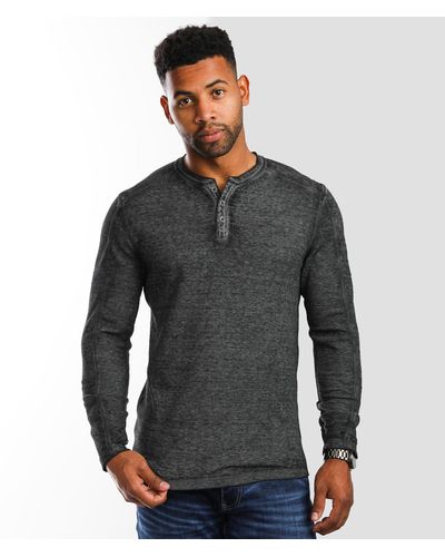 Buckle Black Burnout Thermal Henley - Gray